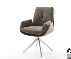 DrehstuhlClea-Flex Strukturstoff Soft Taupe Kreuzgestell breit Edelstahl 360° drehbar Wippfunktion Sofort versandfertig