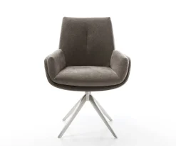 DrehstuhlClea-Flex Strukturstoff Soft Taupe Kreuzgestell breit Edelstahl 360° drehbar Wippfunktion Sofort versandfertig