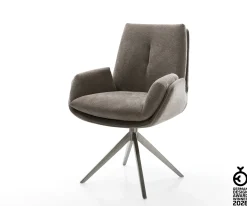 DrehstuhlClea-Flex Strukturstoff Soft Taupe Kreuzgestell breit Graphit 360° drehbar Wippfunktion Sofort versandfertig