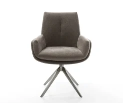 DrehstuhlClea-Flex Strukturstoff Soft Taupe Kreuzgestell breit Graphit 360° drehbar Wippfunktion Sofort versandfertig