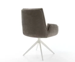 DrehstuhlClea-Flex Strukturstoff Soft Taupe Kreuzgestell breit Weiß 360° drehbar Wippfunktion Sofort versandfertig