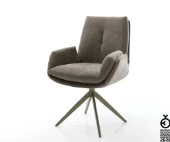 DrehstuhlClea-Flex Strukturstoff Soft Taupe Kreuzgestell breit Effektfinish Titan 360° drehbar Wippfunktion Sofort versandfertig