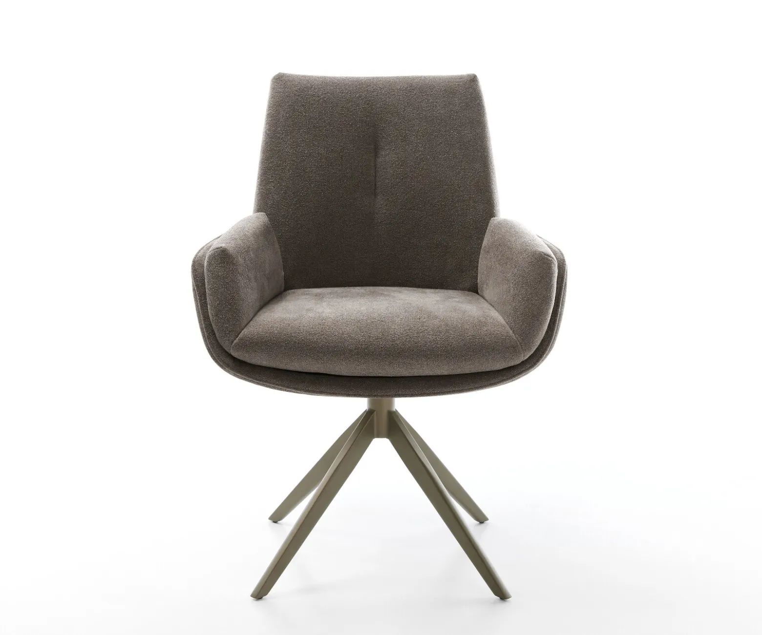 DrehstuhlClea-Flex Strukturstoff Soft Taupe Kreuzgestell breit Effektfinish Titan 360° drehbar Wippfunktion Sofort versandfertig