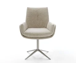 DrehstuhlClea-Flex Webstoff Soft Beige Fußkreuz Edelstahl 360° drehbar Wippfunktion Sofort versandfertig