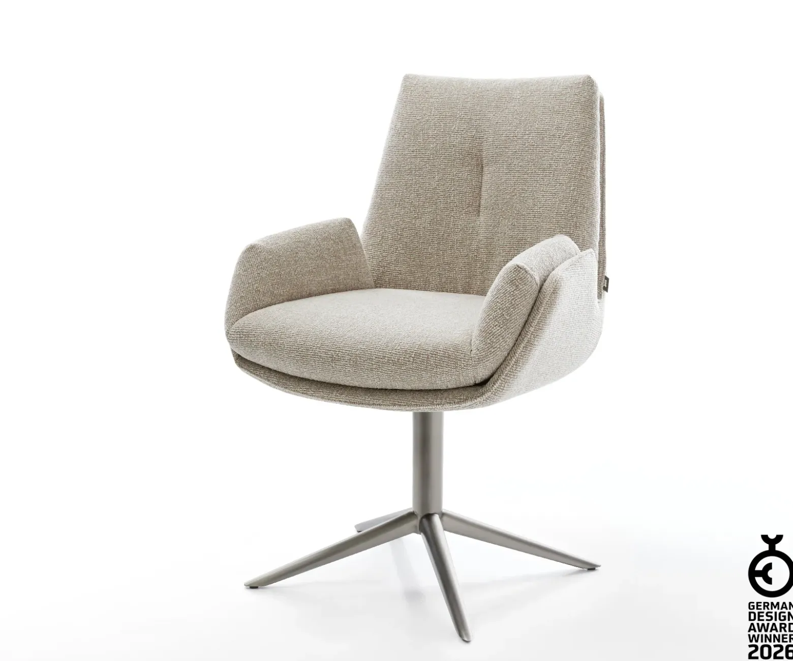 DrehstuhlClea-Flex Webstoff Soft Beige Fußkreuz Graphit 360° drehbar Wippfunktion Sofort versandfertig