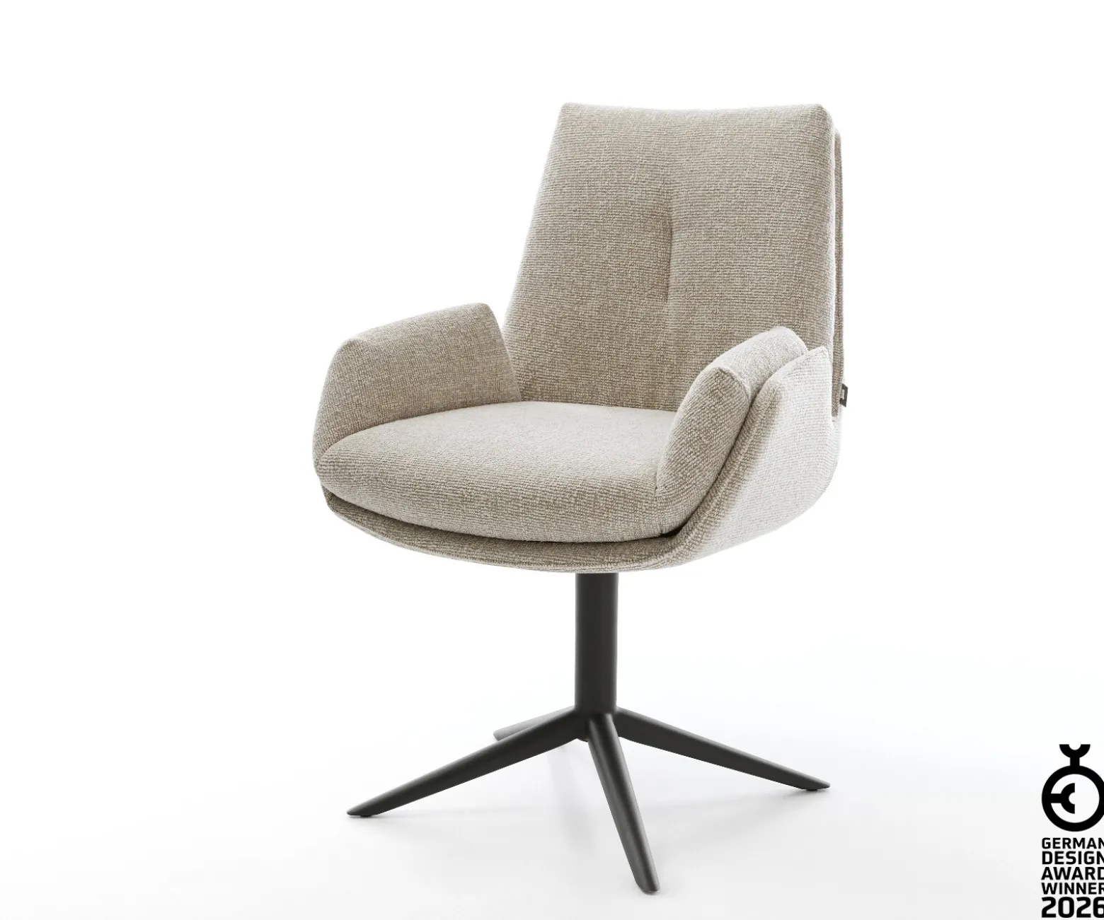 DrehstuhlClea-Flex Webstoff Soft Beige Fußkreuz Schwarz 360° drehbar Wippfunktion Sofort versandfertig