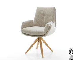 DrehstuhlClea-Flex Webstoff Soft Beige Holzgestell kantig Natur 360° drehbar Versandfertig ca. 28.10.26