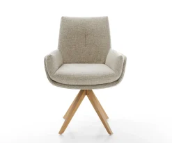 DrehstuhlClea-Flex Webstoff Soft Beige Holzgestell kantig Natur 360° drehbar Versandfertig ca. 28.10.26
