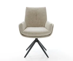 DrehstuhlClea-Flex Webstoff Soft Beige Kreuzgestell breit Schwarz 360° drehbar Wippfunktion Sofort versandfertig