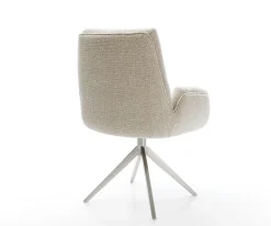 DrehstuhlClea-Flex Webstoff Soft Beige Kreuzgestell breit Edelstahl 360° drehbar Wippfunktion Sofort versandfertig