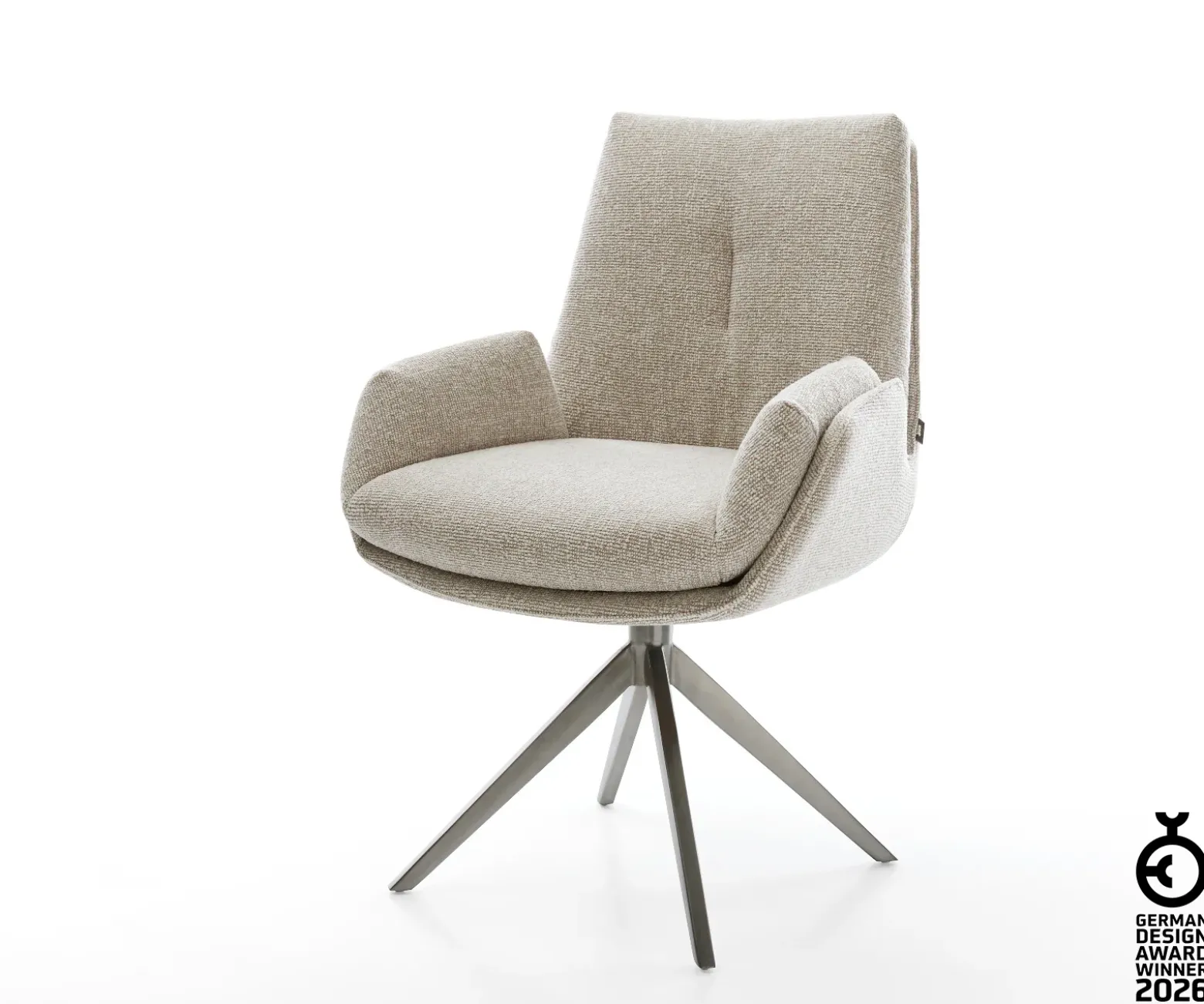 DrehstuhlClea-Flex Webstoff Soft Beige Kreuzgestell breit Graphit 360° drehbar Wippfunktion Sofort versandfertig