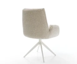 DrehstuhlClea-Flex Webstoff Soft Beige Kreuzgestell breit Weiß 360° drehbar Wippfunktion Sofort versandfertig