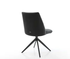 DrehstuhlElso-Flex Echt-Leder Schwarz Kreuzgestell breit Schwarz 360° drehbar Wippfunktion Taschenfederkern Sofort versandfertig