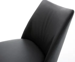 DrehstuhlElso-Flex Echt-Leder Schwarz Kreuzgestell breit Edelstahl 360° drehbar Wippfunktion Taschenfederkern Sofort versandfertig