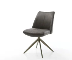 DrehstuhlElso-Flex Mikrofaser Anthrazit Vintage Kreuzgestell breit Effektfinish Titan 360° drehbar Taschenfederkern Sofort versandfertig