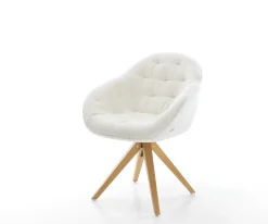 DrehstuhlGaio-Flex Bouclé Soft Beige Holzgestell kantig Natur 360° drehbar Versandfertig ca. 28.10.26