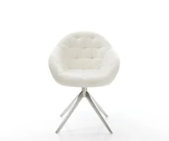 DrehstuhlGaio-Flex Bouclé Soft Beige Kreuzgestell breit Edelstahl 360° drehbar Wippfunktion Sofort versandfertig