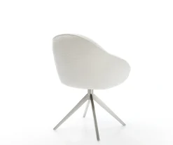 DrehstuhlGaio-Flex Bouclé Soft Beige Kreuzgestell breit Edelstahl 360° drehbar Wippfunktion Sofort versandfertig
