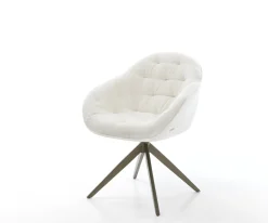 DrehstuhlGaio-Flex Bouclé Soft Beige Kreuzgestell breit Effektfinish Titan 360° drehbar Wippfunktion Sofort versandfertig