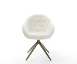 DrehstuhlGaio-Flex Bouclé Soft Beige Kreuzgestell breit Effektfinish Titan 360° drehbar Wippfunktion Sofort versandfertig