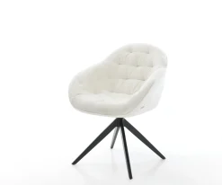 DrehstuhlGaio-Flex Bouclé Soft Beige Kreuzgestell breit Schwarz 360° drehbar Wippfunktion Sofort versandfertig