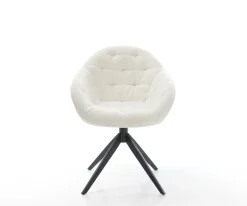 DrehstuhlGaio-Flex Bouclé Soft Beige Kreuzgestell breit Schwarz 360° drehbar Wippfunktion Sofort versandfertig