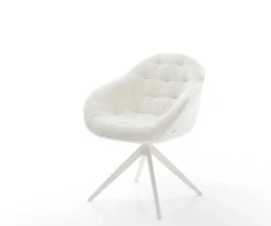 DrehstuhlGaio-Flex Bouclé Soft Beige Kreuzgestell breit Weiß 360° drehbar Wippfunktion Sofort versandfertig