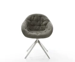 DrehstuhlGaio-Flex Bouclé Soft Schlamm Kreuzgestell breit Edelstahl 360° drehbar Wippfunktion Sofort versandfertig