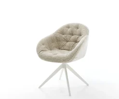 DrehstuhlGaio-Flex Webstoff Soft Beige Kreuzgestell breit Weiß 360° drehbar Wippfunktion Sofort versandfertig