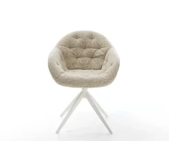 DrehstuhlGaio-Flex Webstoff Soft Beige Kreuzgestell breit Weiß 360° drehbar Wippfunktion Sofort versandfertig
