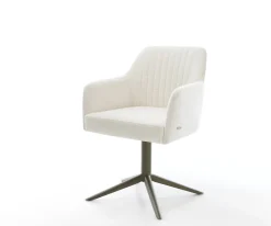 DrehstuhlGreg-Flex Bouclé Soft Beige Fußkreuz Effektfinish Titan 360° drehbar Wippfunktion Taschenfederkern Sofort versandfertig