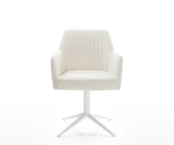 DrehstuhlGreg-Flex Bouclé Soft Beige Fußkreuz Weiß 360° drehbar Wippfunktion Taschenfederkern Sofort versandfertig