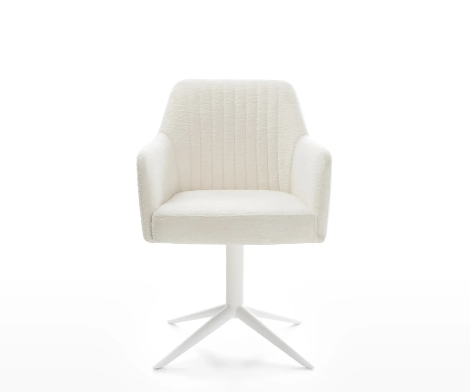 DrehstuhlGreg-Flex Bouclé Soft Beige Fußkreuz Weiß 360° drehbar Wippfunktion Taschenfederkern Sofort versandfertig