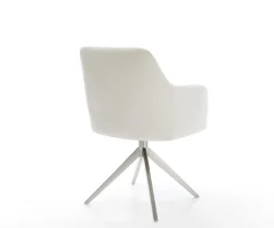 DrehstuhlGreg-Flex Bouclé Soft Beige Kreuzgestell breit Edelstahl 360° drehbar Wippfunktion Taschenfederkern Sofort versandfertig
