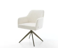 DrehstuhlGreg-Flex Bouclé Soft Beige Kreuzgestell breit Effektfinish Titan 360° drehbar Wippfunktion Taschenfederkern Sofort versandfertig