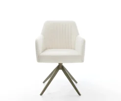 DrehstuhlGreg-Flex Bouclé Soft Beige Kreuzgestell breit Effektfinish Titan 360° drehbar Wippfunktion Taschenfederkern Sofort versandfertig