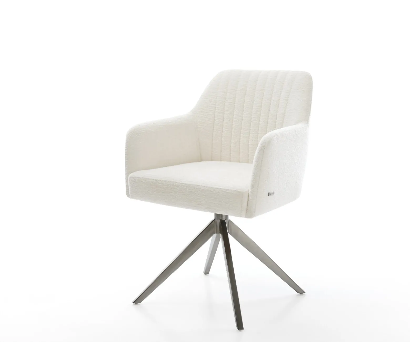 DrehstuhlGreg-Flex Bouclé Soft Beige Kreuzgestell breit Graphit 360° drehbar Wippfunktion Taschenfederkern Sofort versandfertig