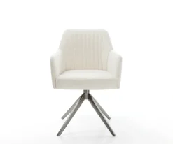 DrehstuhlGreg-Flex Bouclé Soft Beige Kreuzgestell breit Graphit 360° drehbar Wippfunktion Taschenfederkern Sofort versandfertig