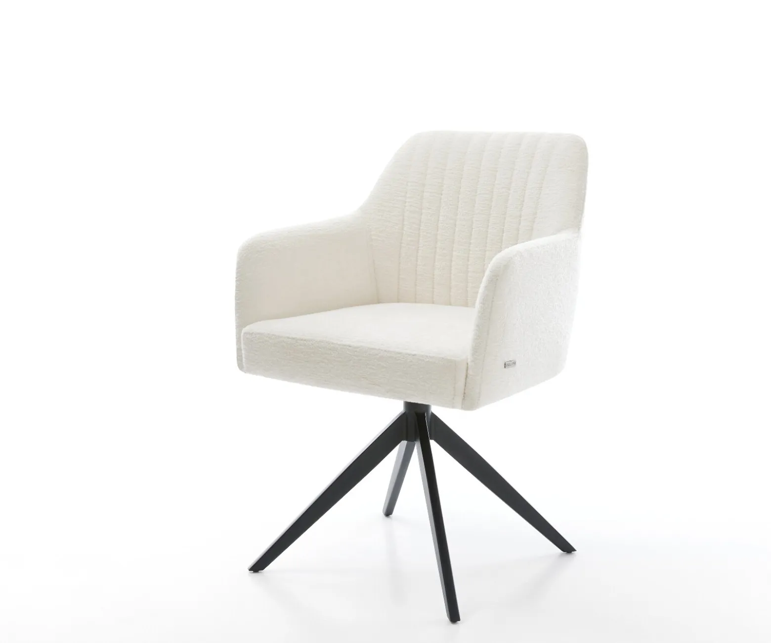 DrehstuhlGreg-Flex Bouclé Soft Beige Kreuzgestell breit Schwarz 360° drehbar Wippfunktion Taschenfederkern Sofort versandfertig