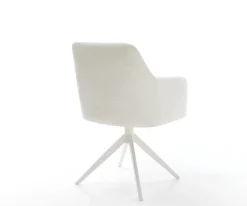 DrehstuhlGreg-Flex Bouclé Soft Beige Kreuzgestell breit Weiß 360° drehbar Wippfunktion Taschenfederkern Sofort versandfertig
