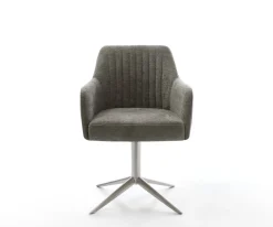 DrehstuhlGreg-Flex Bouclé Soft Schlamm Fußkreuz Edelstahl 360° drehbar Wippfunktion Taschenfederkern Sofort versandfertig