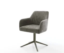 DrehstuhlGreg-Flex Bouclé Soft Schlamm Fußkreuz Effektfinish Titan 360° drehbar Wippfunktion Taschenfederkern Sofort versandfertig