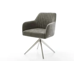 DrehstuhlGreg-Flex Bouclé Soft Schlamm Kreuzgestell breit Edelstahl 360° drehbar Wippfunktion Taschenfederkern Sofort versandfertig