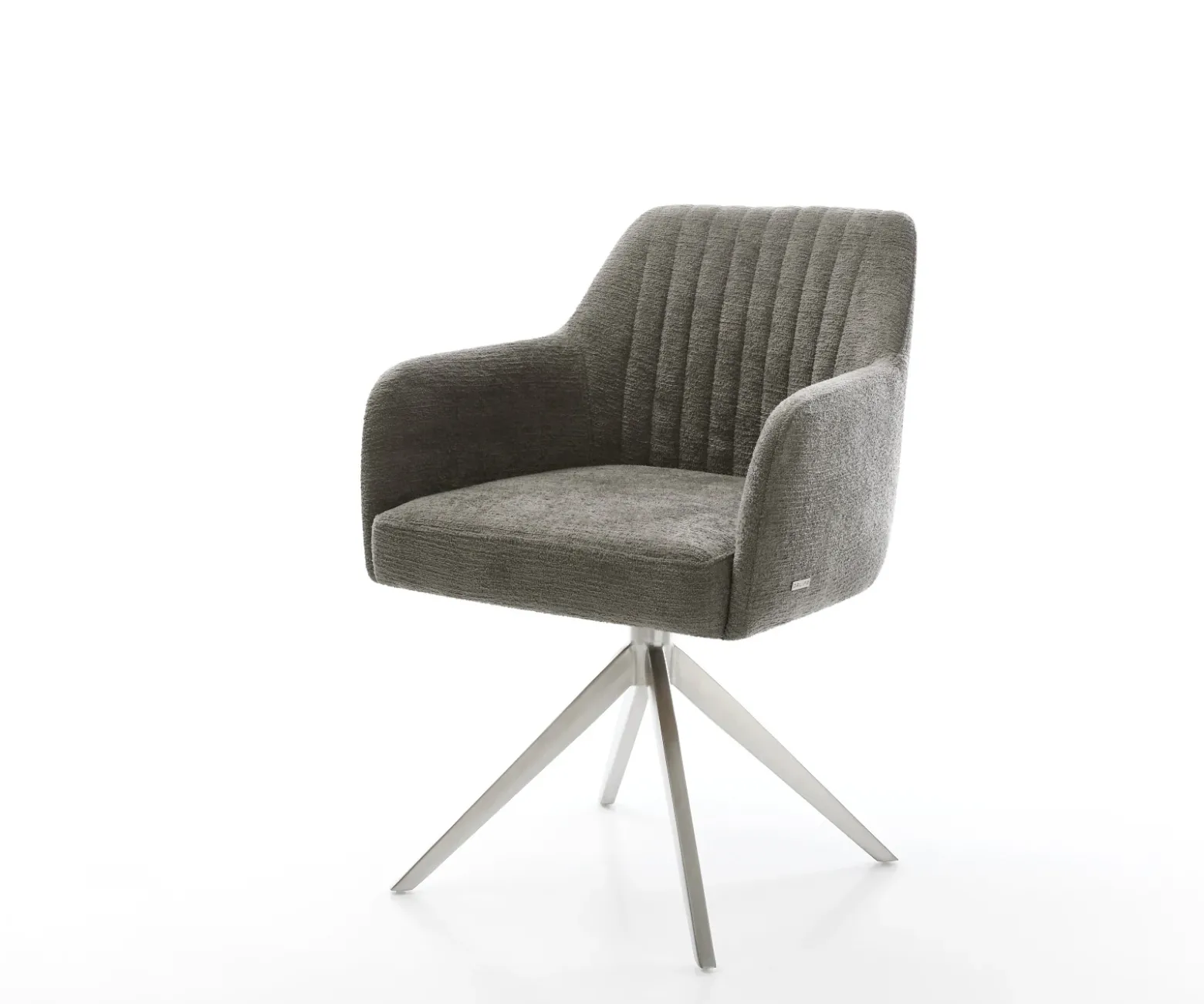 DrehstuhlGreg-Flex Bouclé Soft Schlamm Kreuzgestell breit Edelstahl 360° drehbar Wippfunktion Taschenfederkern Sofort versandfertig
