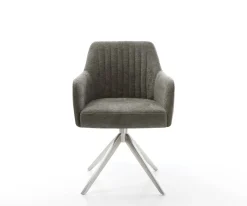 DrehstuhlGreg-Flex Bouclé Soft Schlamm Kreuzgestell breit Edelstahl 360° drehbar Wippfunktion Taschenfederkern Sofort versandfertig