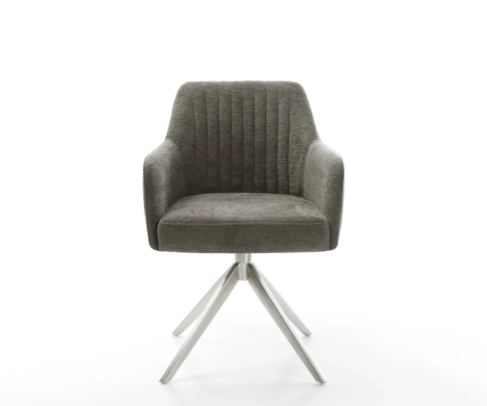 DrehstuhlGreg-Flex Bouclé Soft Schlamm Kreuzgestell breit Edelstahl 360° drehbar Wippfunktion Taschenfederkern Sofort versandfertig