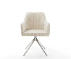 DrehstuhlGreg-Flex Cord Beige Kreuzgestell breit Edelstahl 360° drehbar Wippfunktion Taschenfederkern Sofort versandfertig