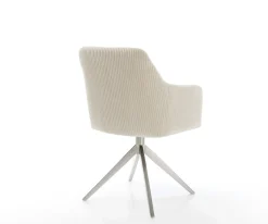 DrehstuhlGreg-Flex Cord Beige Kreuzgestell breit Edelstahl 360° drehbar Wippfunktion Taschenfederkern Sofort versandfertig