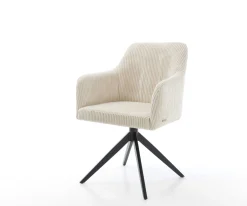 DrehstuhlGreg-Flex Cord Beige Kreuzgestell breit Schwarz 360° drehbar Wippfunktion Taschenfederkern Sofort versandfertig