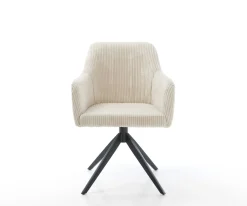 DrehstuhlGreg-Flex Cord Beige Kreuzgestell breit Schwarz 360° drehbar Wippfunktion Taschenfederkern Sofort versandfertig